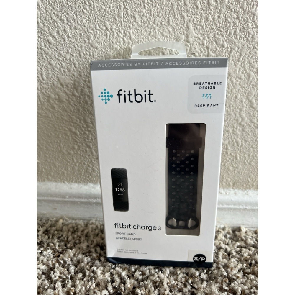 Fitbit Charge 3 Sport Band S Small Black Breathable Replacement Strap New Sealed